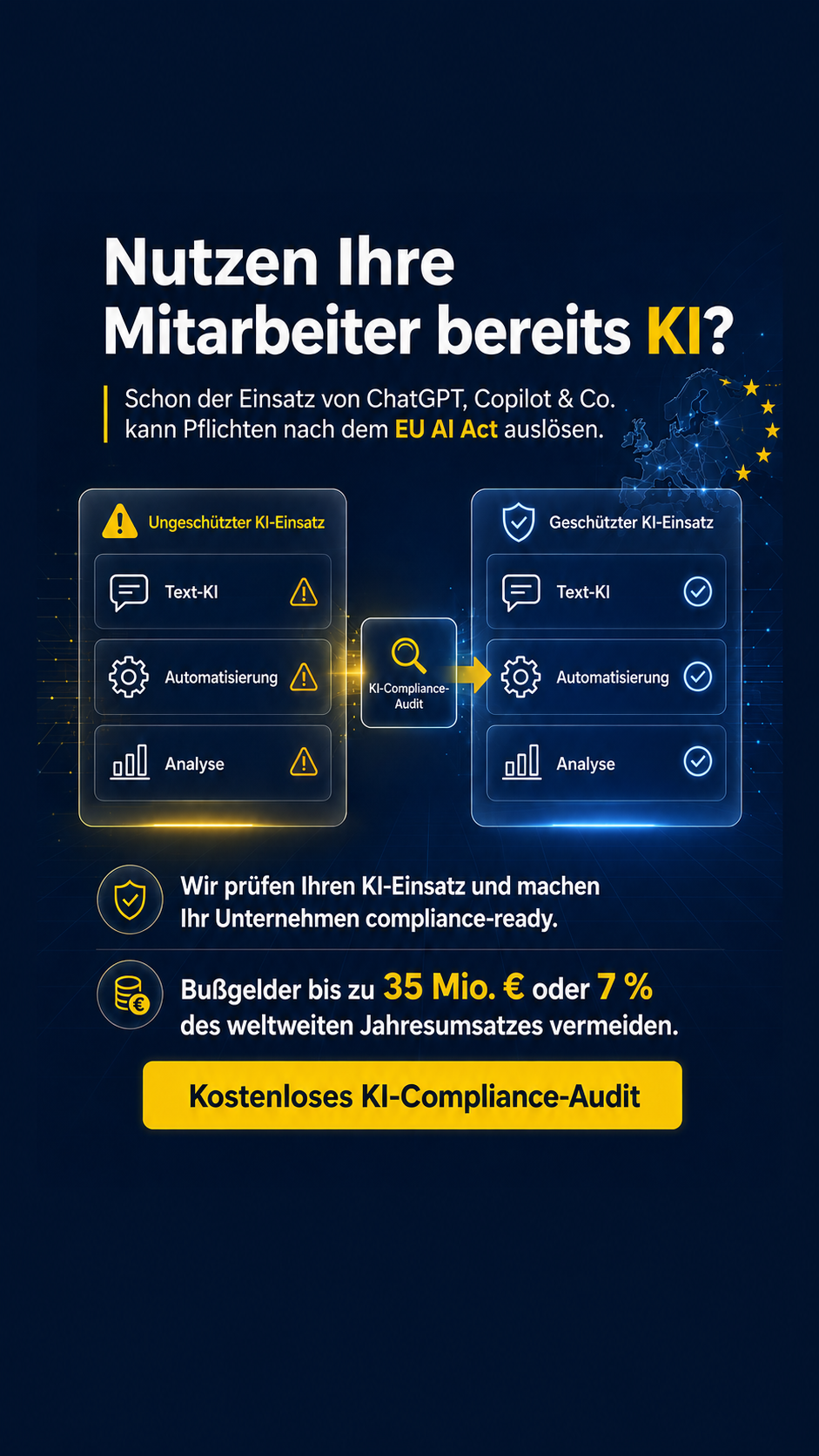AI Compliance Europe Facebook ad: KI im Einsatz? Compliance kostenlos prüfen