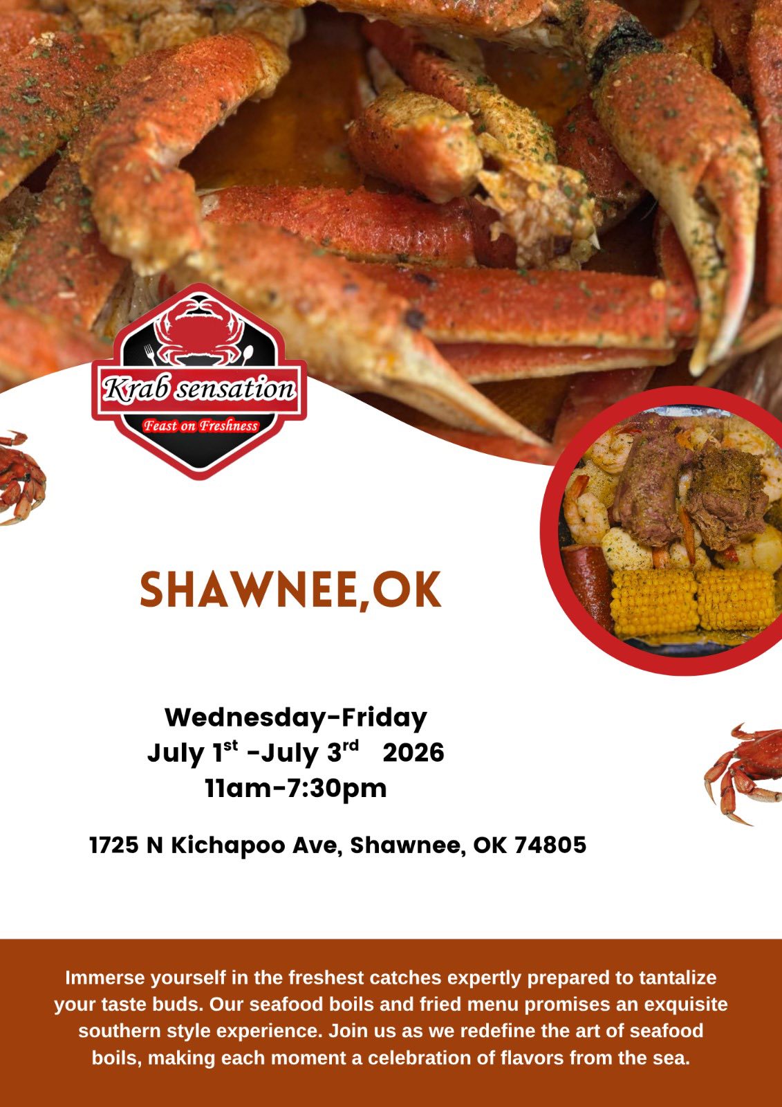 The Krab Sensation & Seafood on the Go. Facebook ad