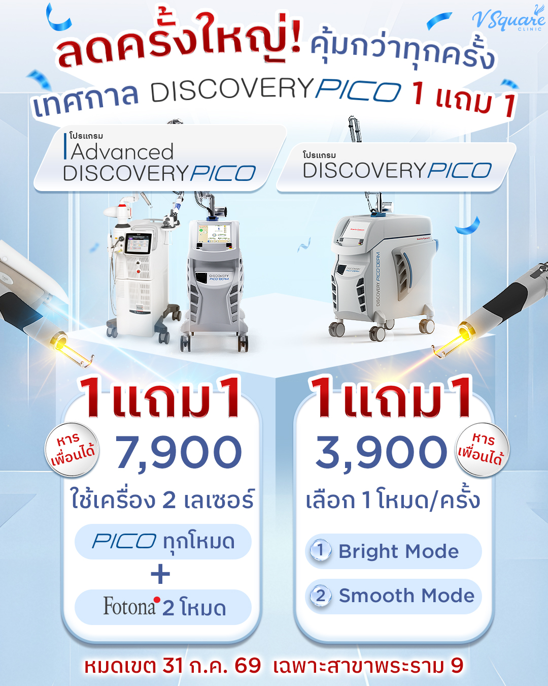 V Square Pico laser ฝ้า กระ หลุมสิว หน้าใส Facebook ad