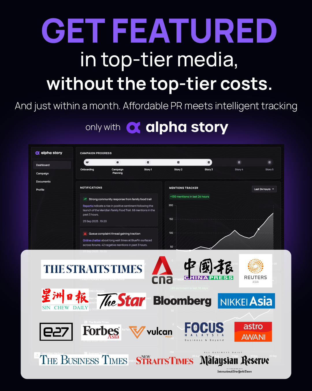 Alpha Story Facebook ad: From your story to headline news, let’s make it happen