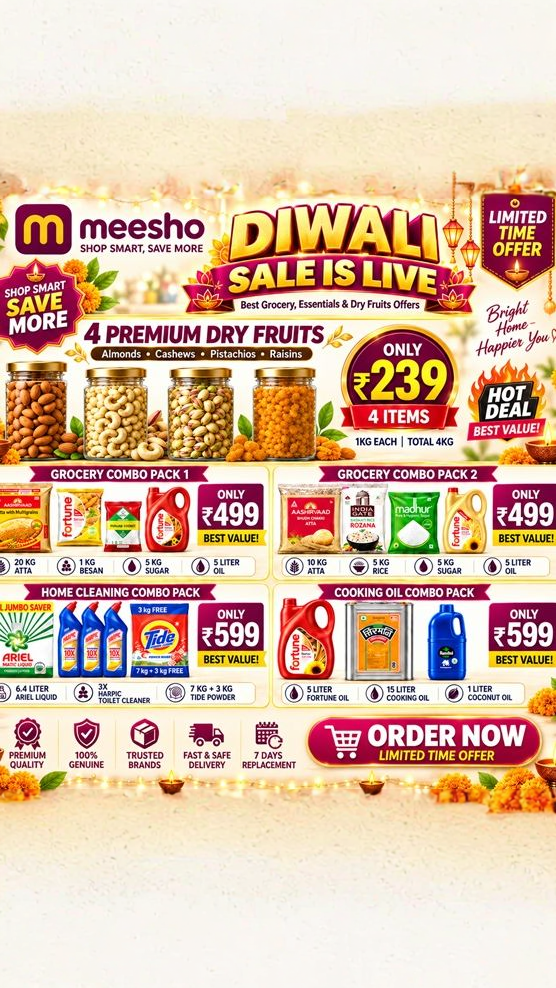 Mega Shop Deals Facebook ad: 4 KG Dry Fruits Pack केवल ₹279