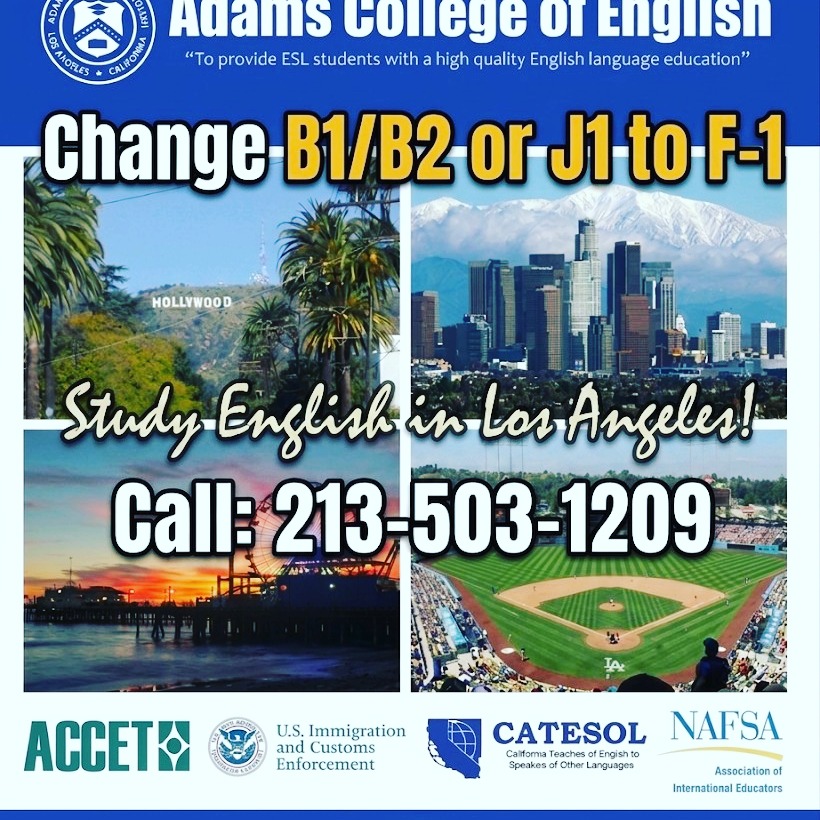 Adams College of English, Los Angeles Facebook ad: Best English Language School in Los Angeles | $490 Per…