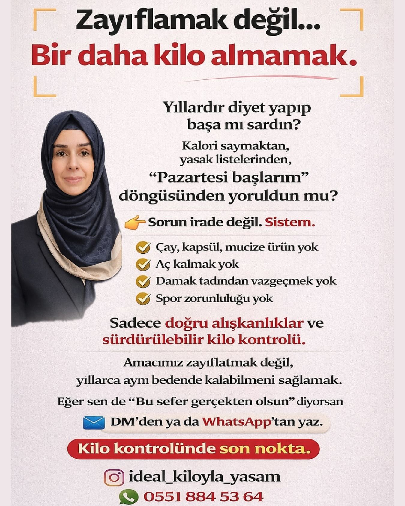 Idealkiloylayasam Facebook ad: Kilo kontrolü sadece az yemek değildir.