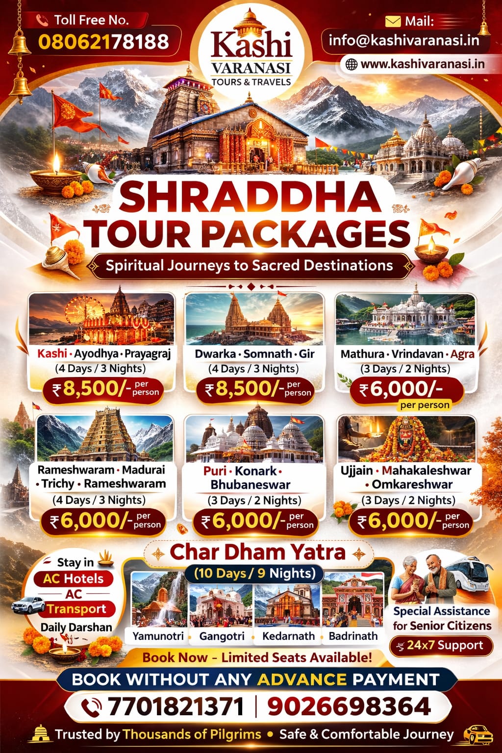 Kashi Varanasi Tours & Travels Facebook ad: Spiritual Tours Starting at ₹6000 Only