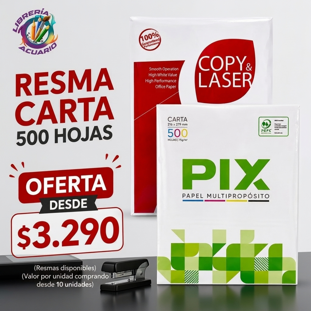Libreria Acuario Facebook ad: Resma Carta 500 Hojas 75G