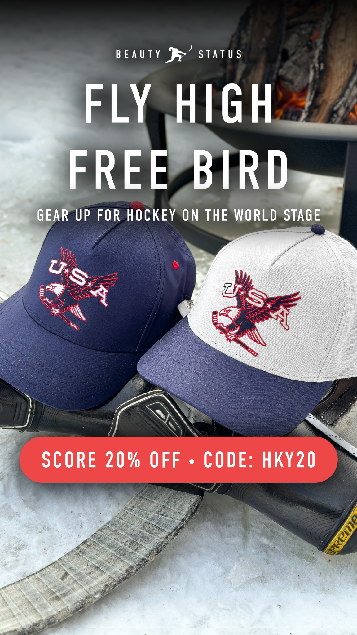 Beauty Status Hockey Company Facebook ad from Jan 16, 2026