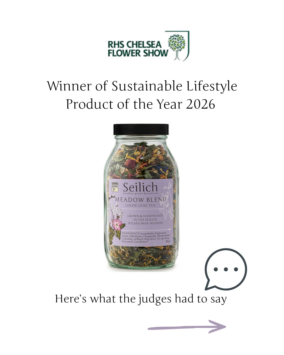Seilich Botanicals Facebook ad: This tea just won at award RHS Chelsea…