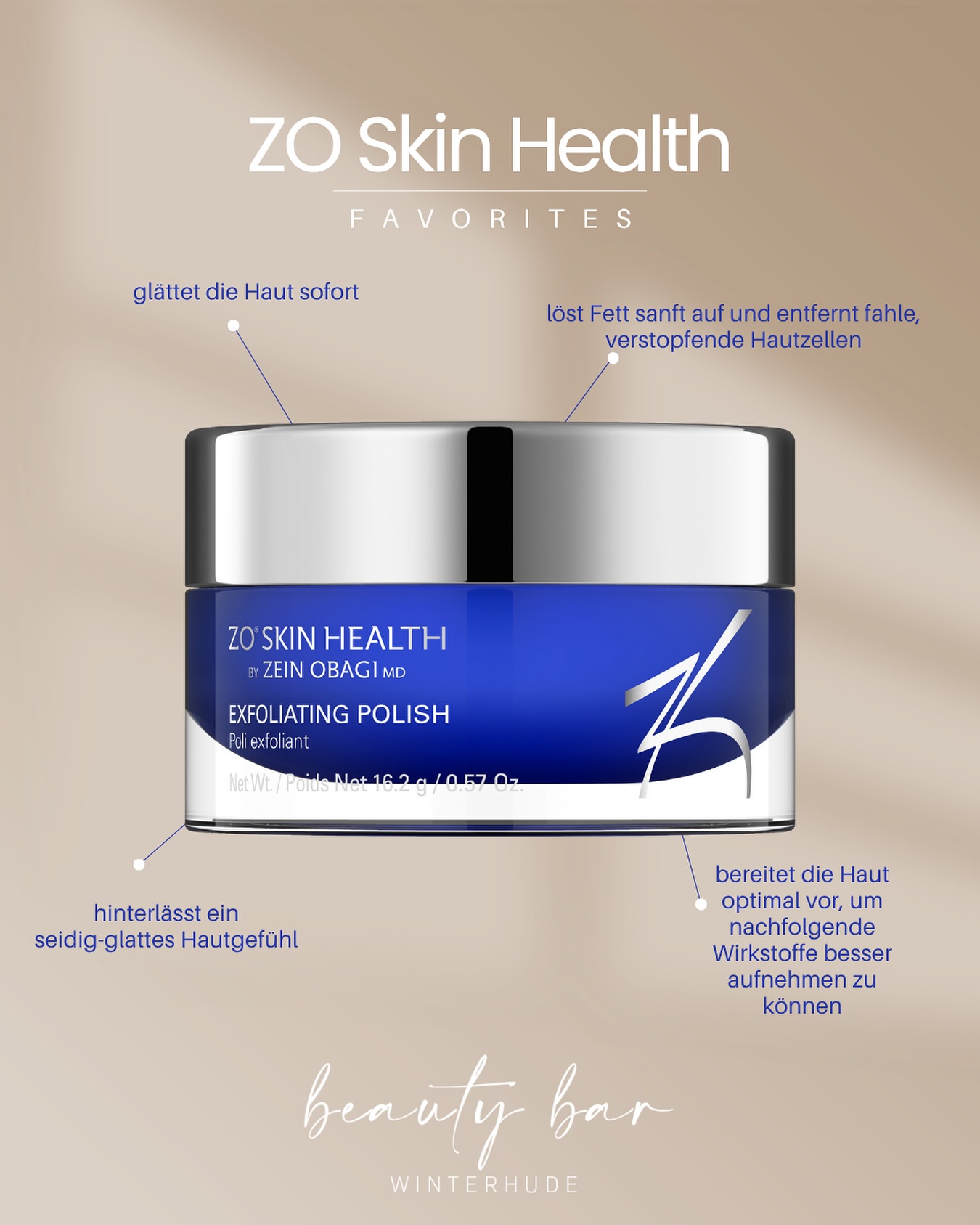 Beauty Bar Winterhude Facebook ad: Das ZO Skin Health Exfoliating Polish zählt zu…