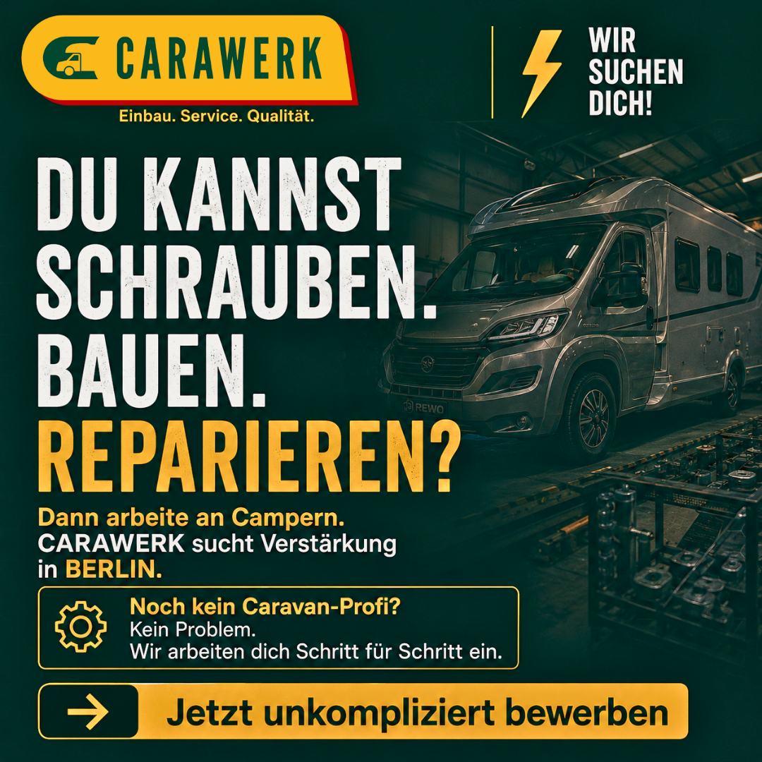 Carawerk Facebook ad: CARAWERK sucht Verstärkung in Berlin.