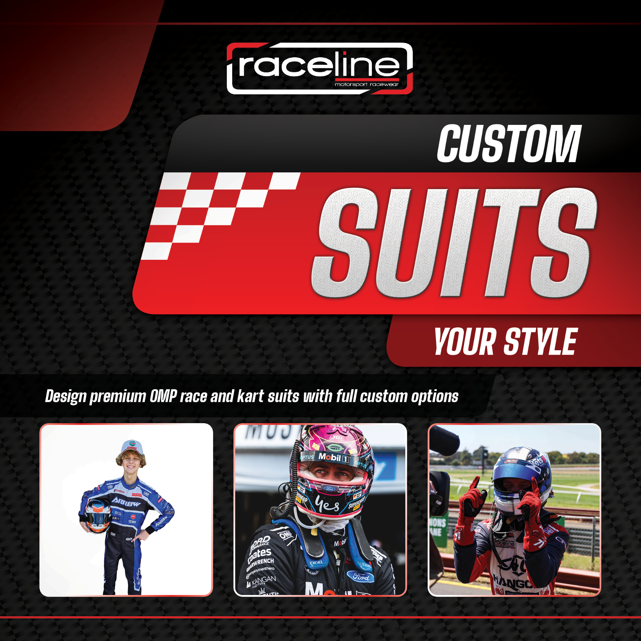 Raceline Motorsport Racewear Facebook ad: Stand Out on the Track