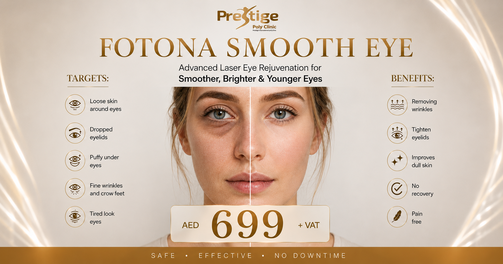 Prestige clinic Facebook ad from May 22, 2026
