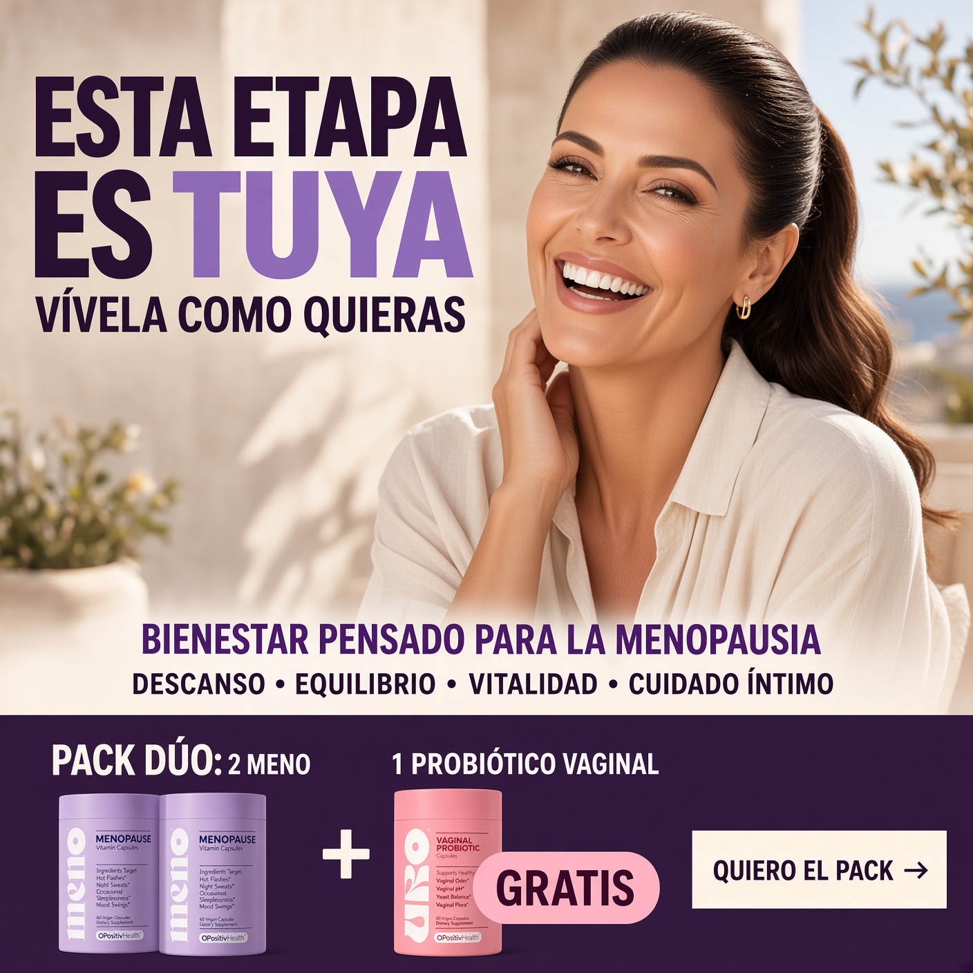 Nuq Store Facebook ad: SÚPER OFERTA · DOS MENO + PROBIÓTICO VAGINAL GRATIS
