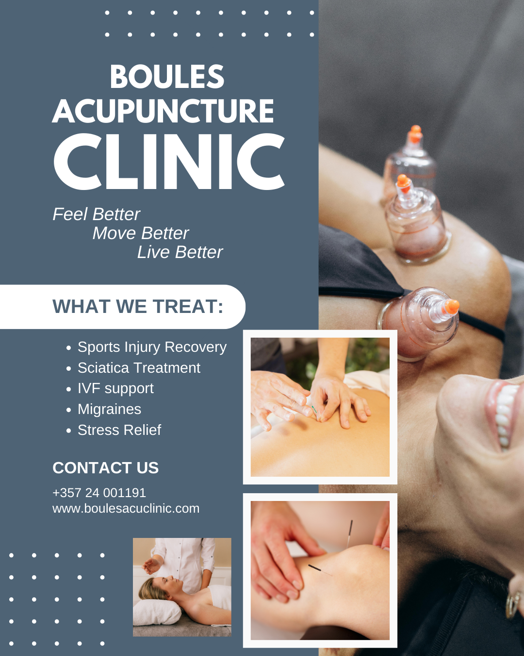 Boules Acupuncture Clinic Facebook ad: Feel Better, Move Better, Live Better