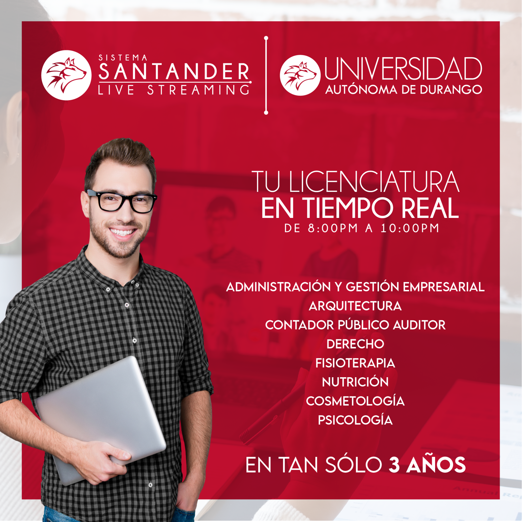 UAD Campus Virtual Facebook ad: Estudia sin pausar tu vida con UAD Santander…