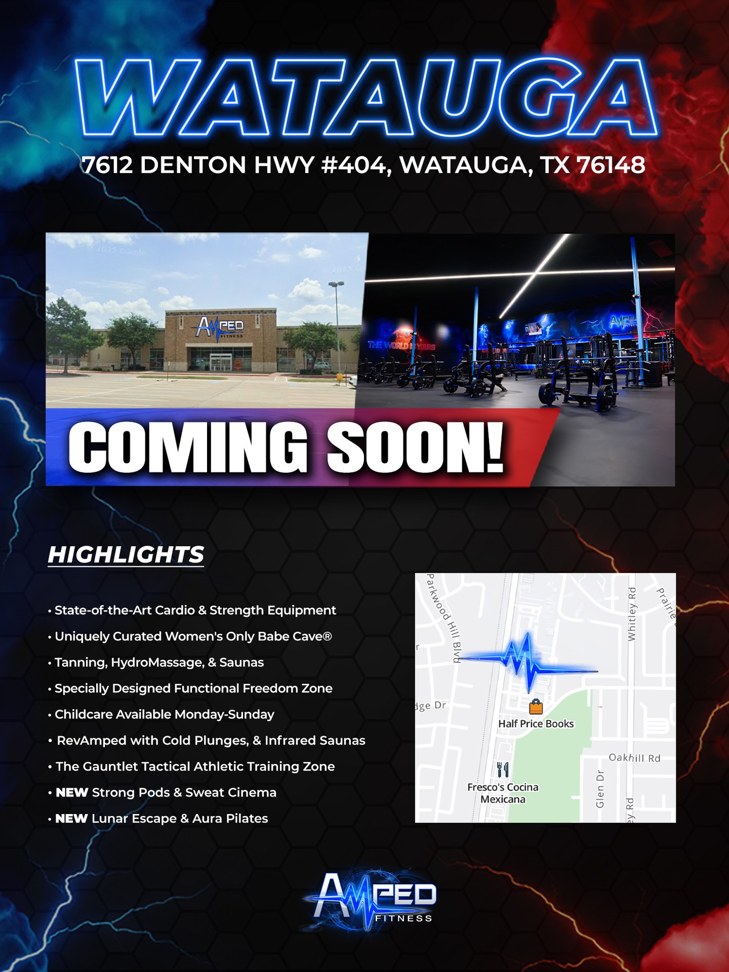 Amped Fitness Facebook ad: Texas… we heard you loud and clear