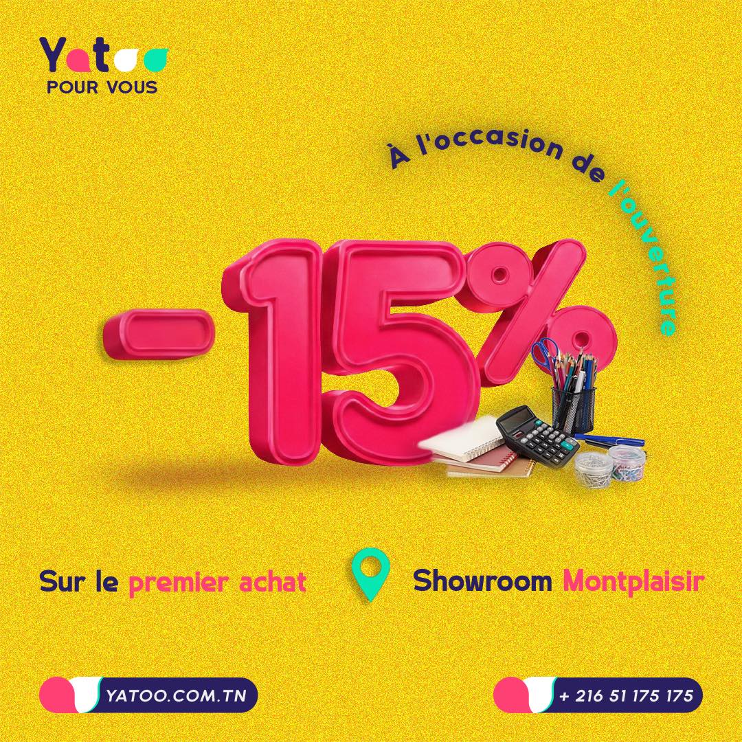 Yatoo Facebook ad: -15% sur votre premier achat à Yatoo Montplaisir!