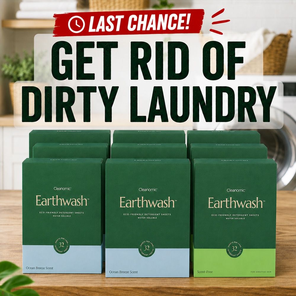Earth Wash Laundry Facebook ad: Ditch Laundry Chugs - Save 46% OFF + More with Bundle