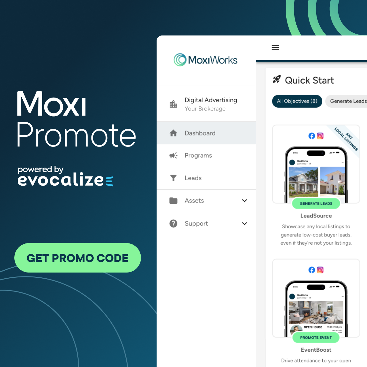 Evocalize Facebook ad: Your Listings → Quality Leads