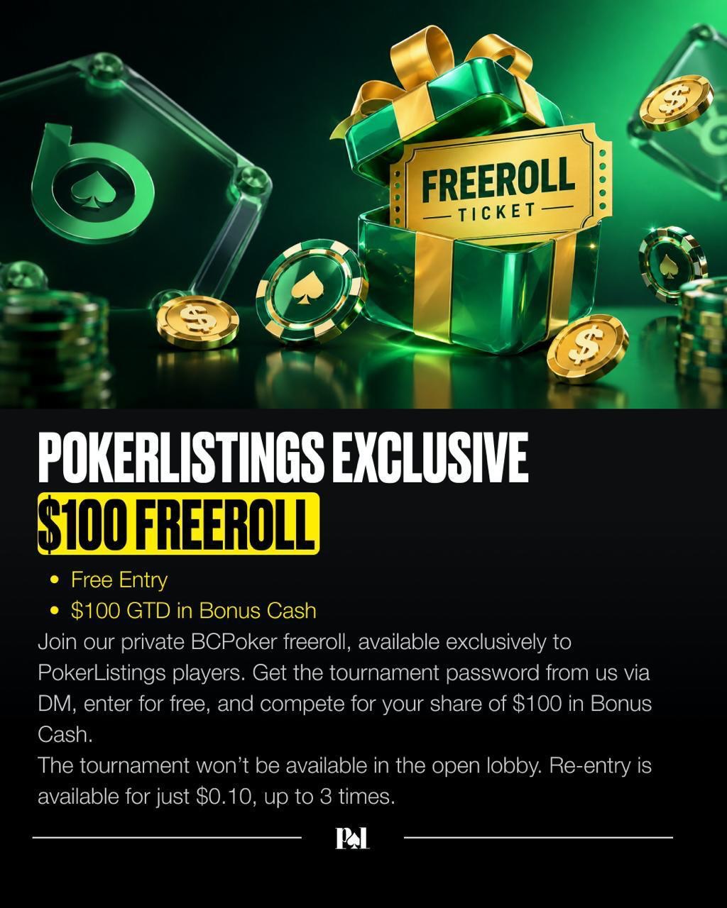 PokerListings Live Facebook ad: TAKE ADVANTAGES PF BC POKER PROMO