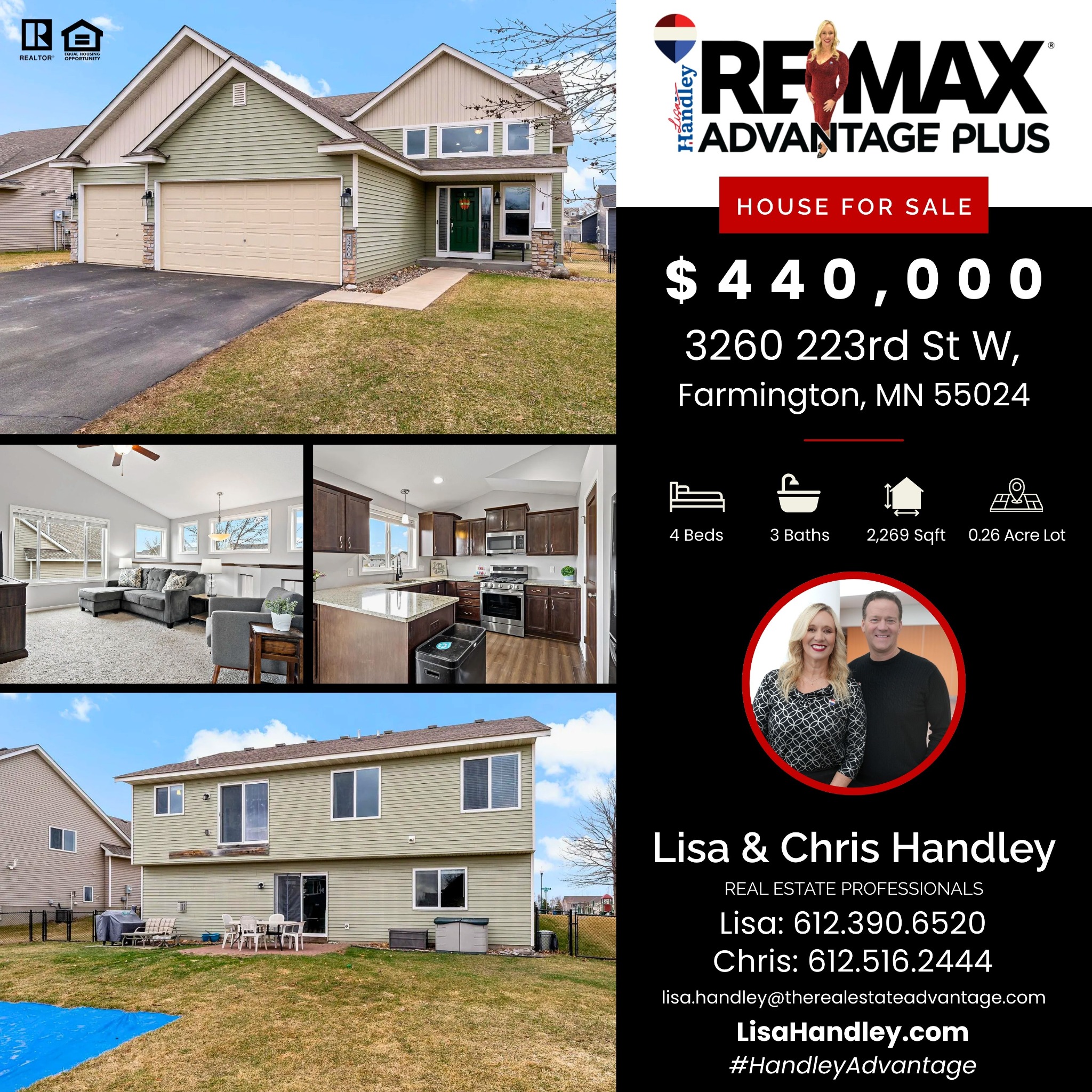 ReMax Advantage Plus - Lisa Handley Facebook ad: 3260 223rd Street W, Farmington, MN, 55024