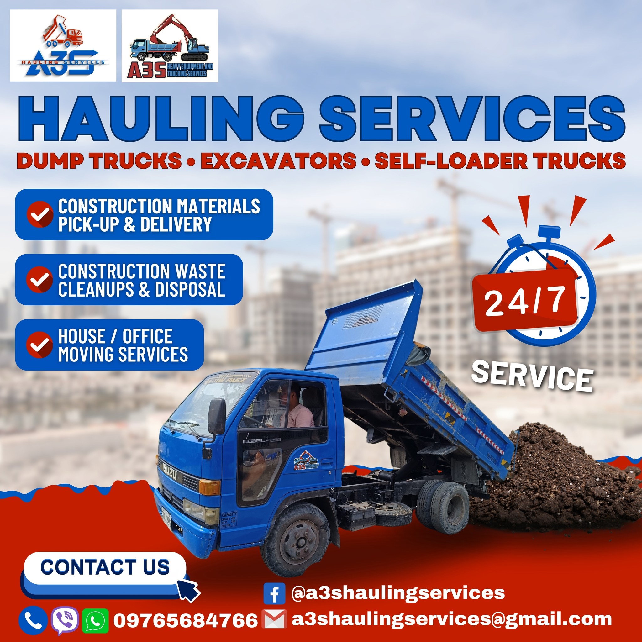Hauling Services A3S Facebook ad: Affordable and reliable 24/7 hauling services available…