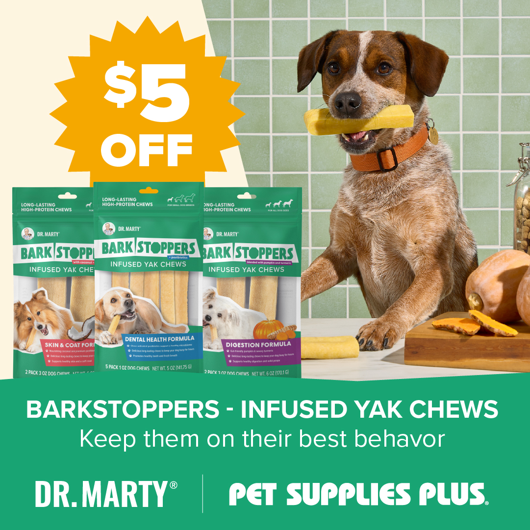 Pet Supplies Plus Facebook ad: Save $5 on Barkstoppers