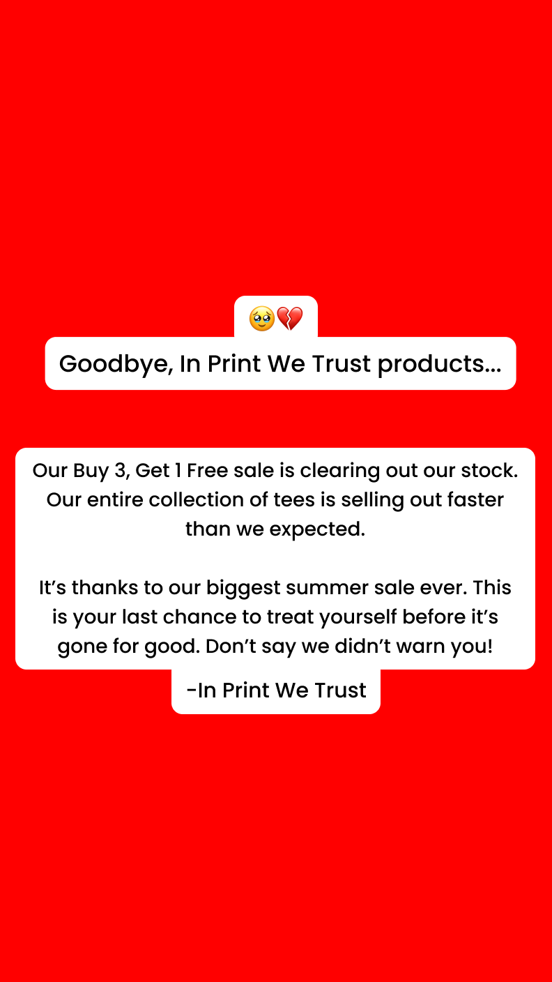 In Print We Trust Facebook ad: Just Restocked After 4 Months