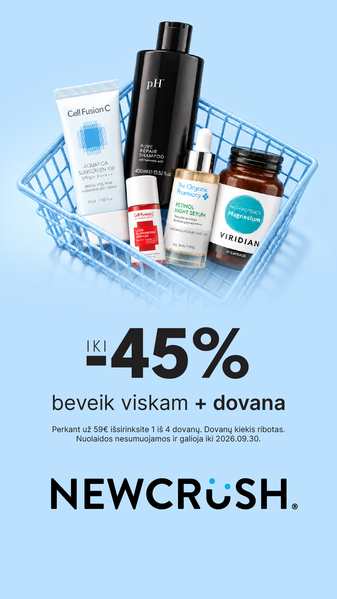 Newcrush Facebook ad: Pasinaudok nuolaida maisto papildams