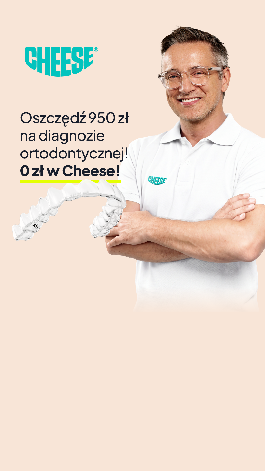 Cheese Ortodoncja Przyszłości Facebook ad: Nakładki ortodontyczne na zęby