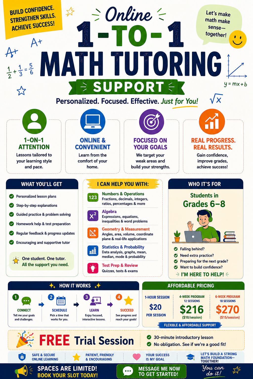 Math Made Easy with Teacher Anne Facebook ad: Help Your Child Build Math Confidence This Summer!