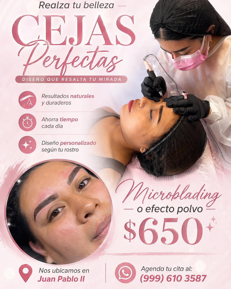 Yuca Bonita Beauty Lab Facebook ad: Realza tu mirada con cejas perfectas.