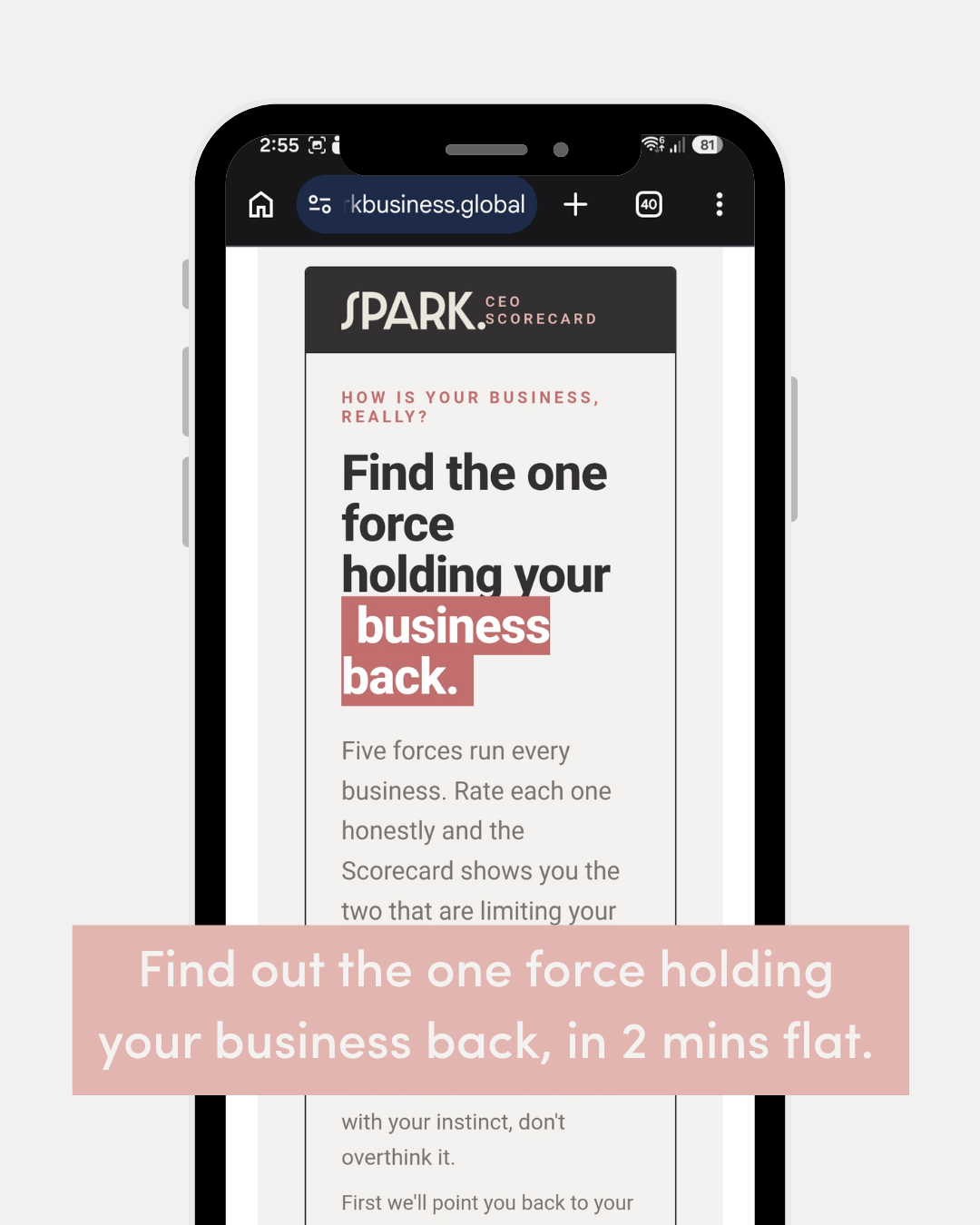 SPARK Business Facebook ad: Free SPARK CEO Scorecard