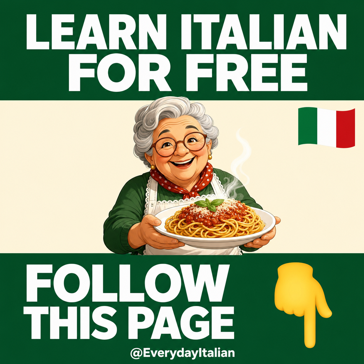 Everyday Italian Facebook ad: Every day, one Italian word.