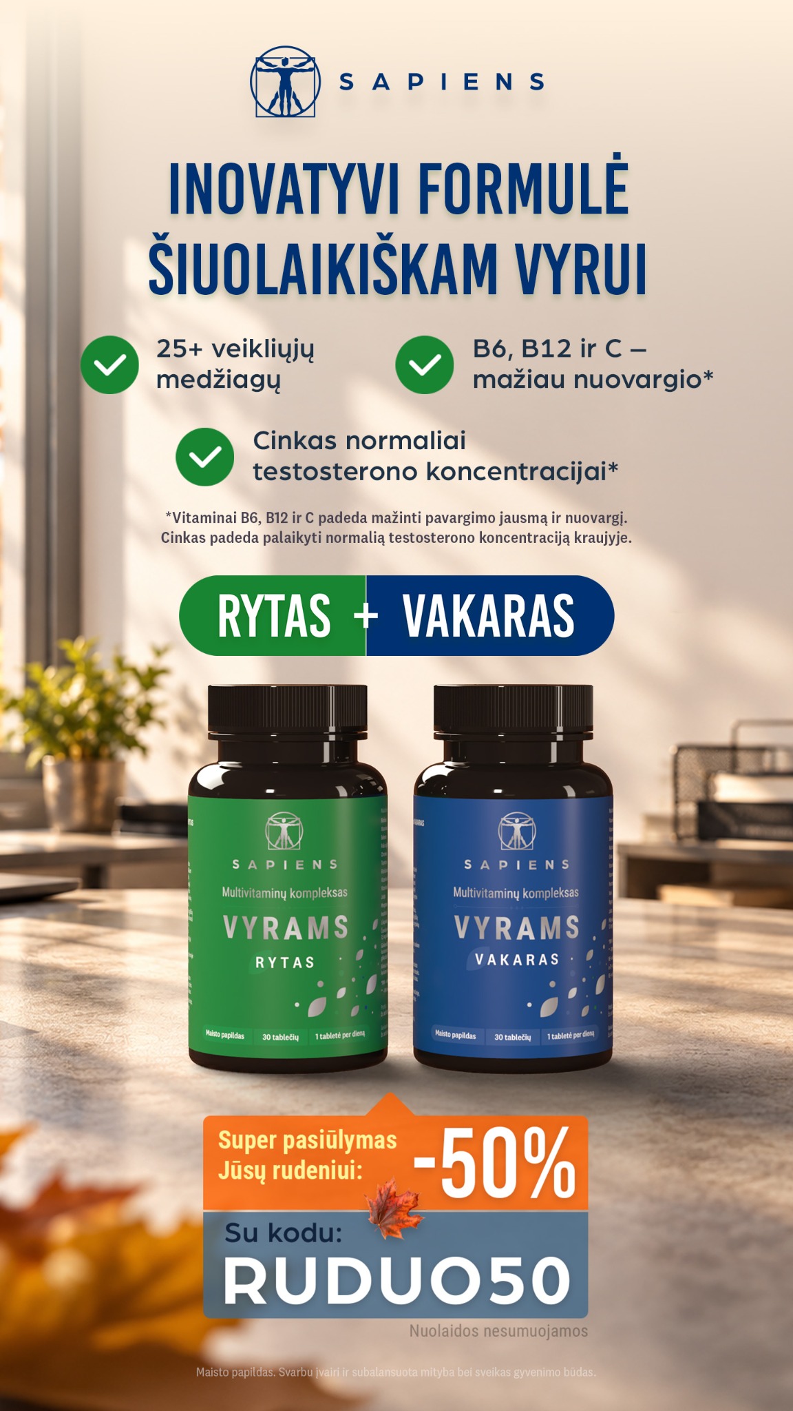 Sapiens Facebook ad: RYTAS + VAKARAS vyrams