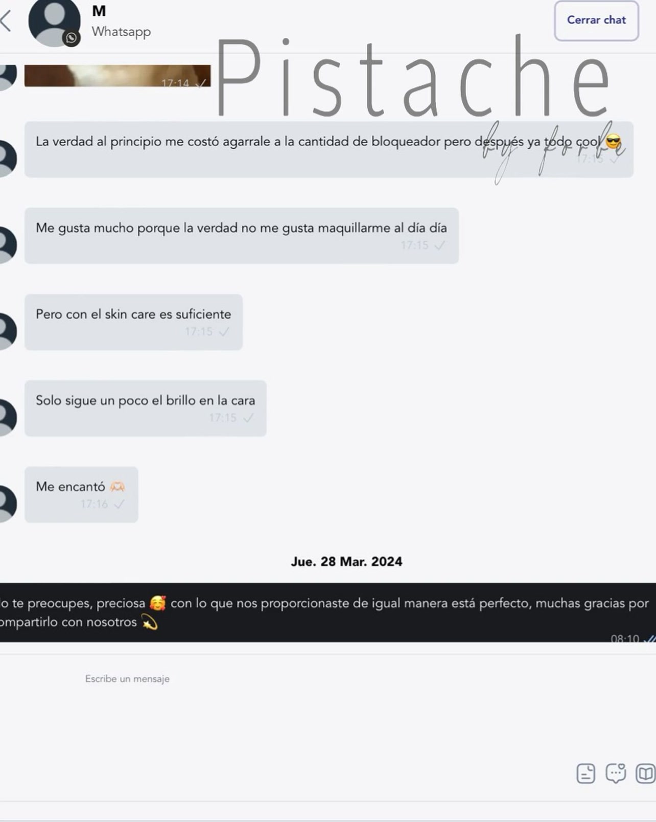Pistache Facebook ad: Así como dijo ella: Con el skin care…