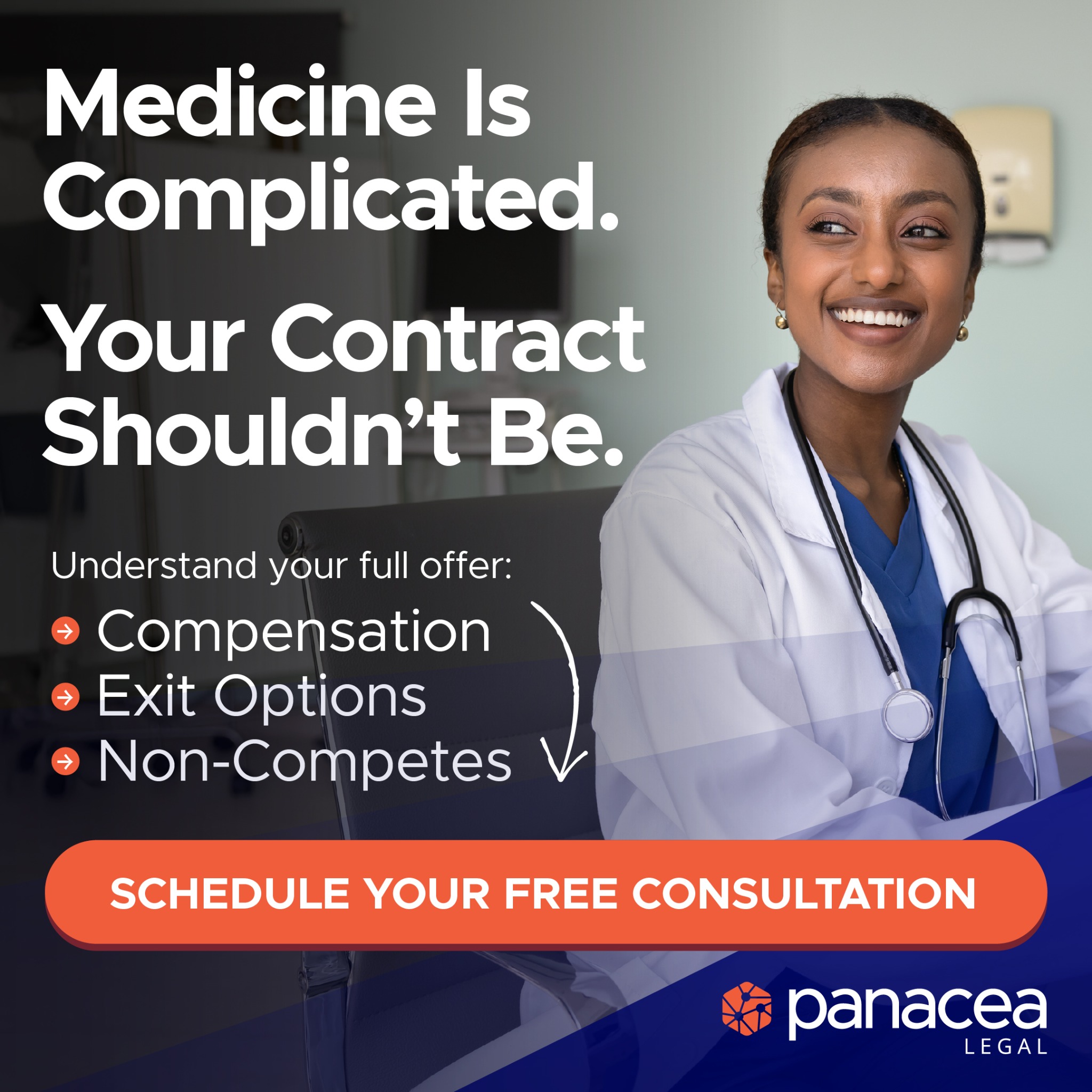 Panacea Financial Facebook ad: Hey Doctors! Reviewing a job offer or planning…