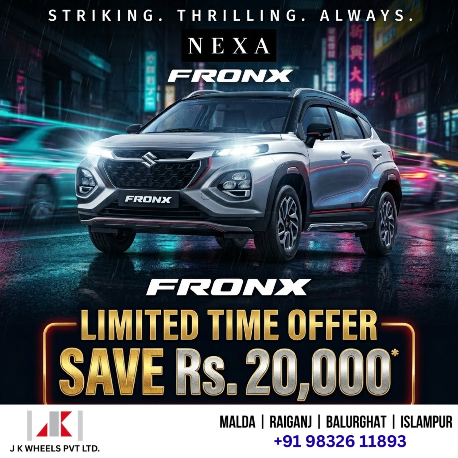 J K Wheels Facebook ad: Book Your Grand Vitara Now!