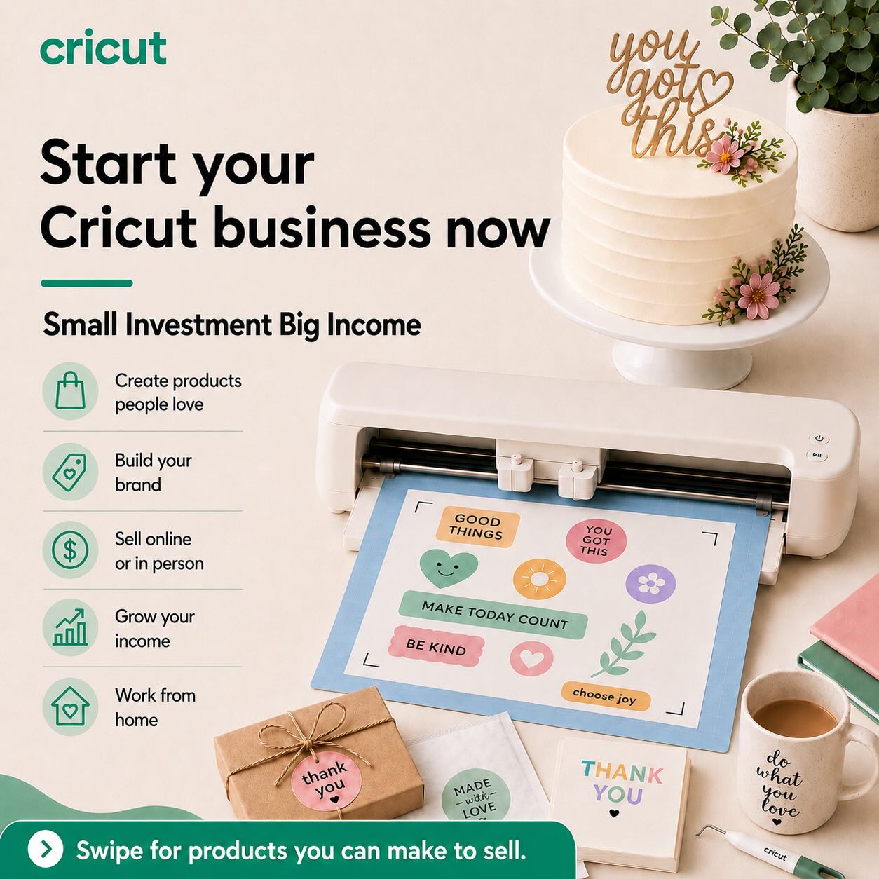 Cricut Philippines Facebook ad: Looking for a sideline or small business idea?