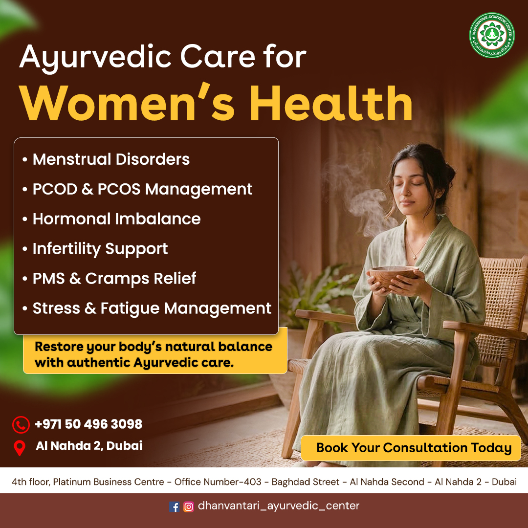 Dhanvantari Ayurvedic center Facebook ad: Natural Ayurvedic Care for Women’s Health