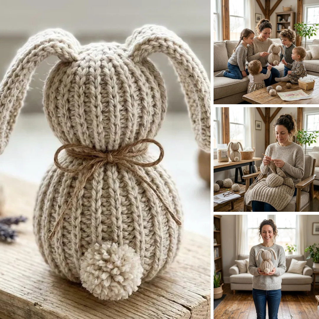 Yarnelleshop Facebook ad: Rustic bunny crochet pattern, Beginner bunny crochet pattern