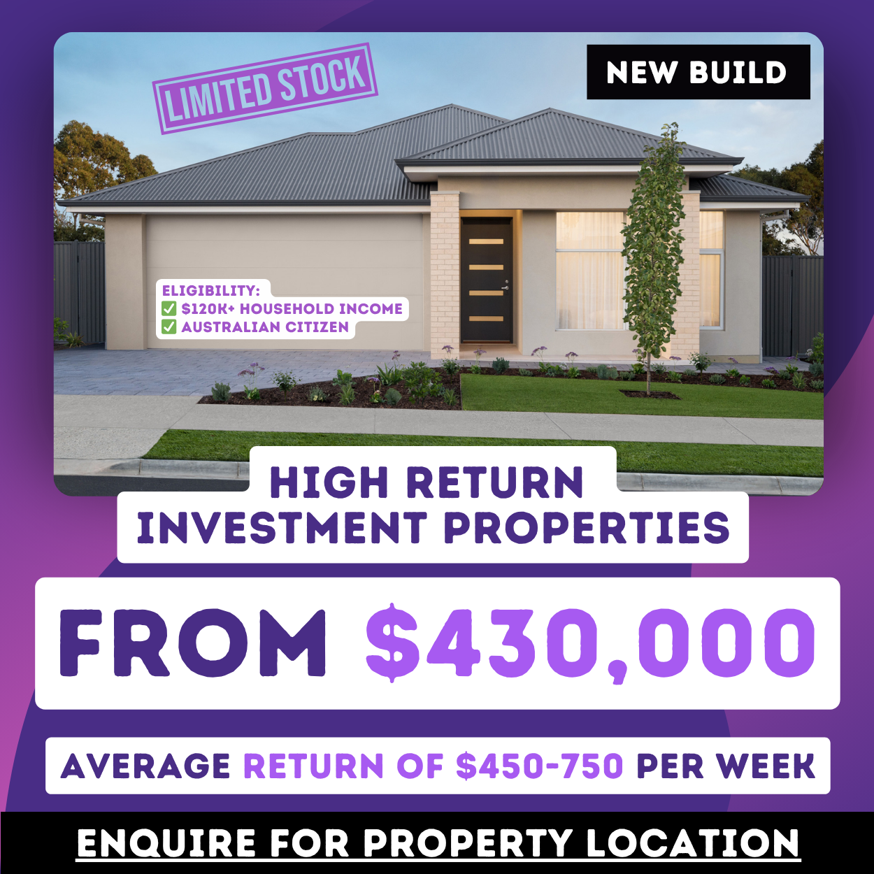 Your Property Guide Facebook ad: Secure a High-Return Property Before Stock Runs Out