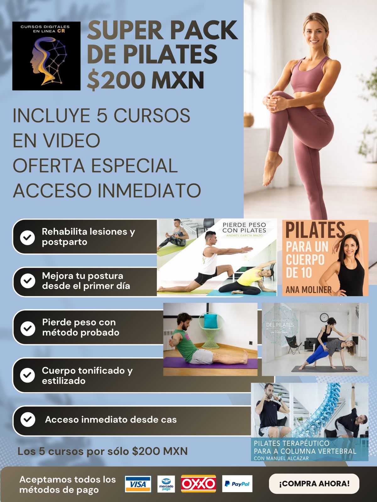 Domina tu Mente By CR Facebook ad: Super Pack PILATES 2026 Completamente en Español