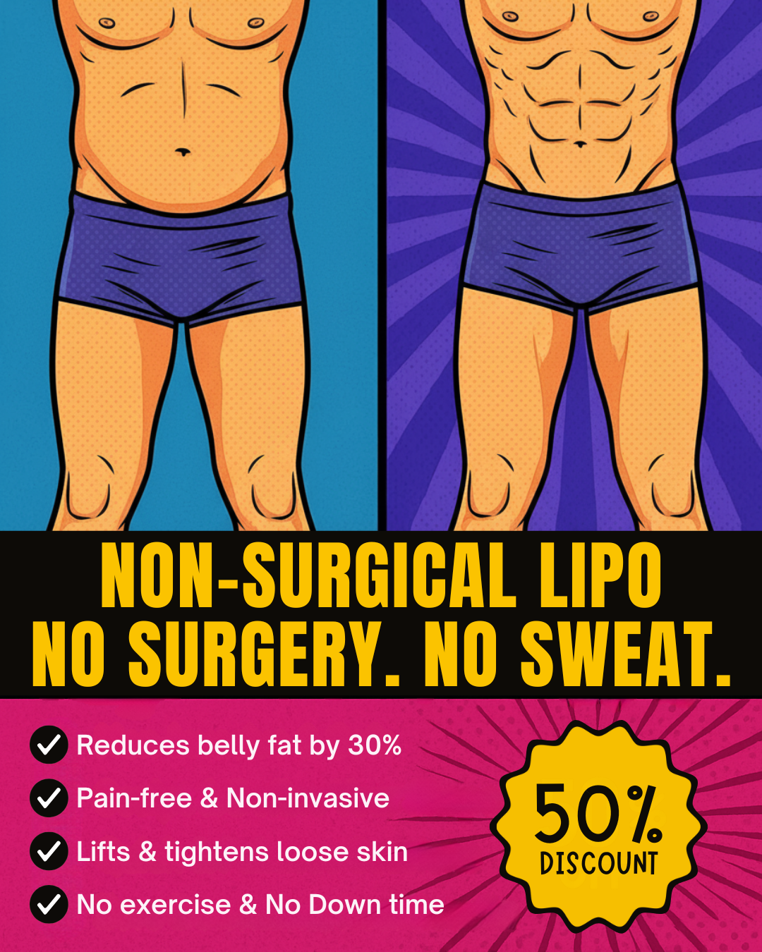 Model Me Health & Beauty Facebook ad: 50% OFF Body Sculpting