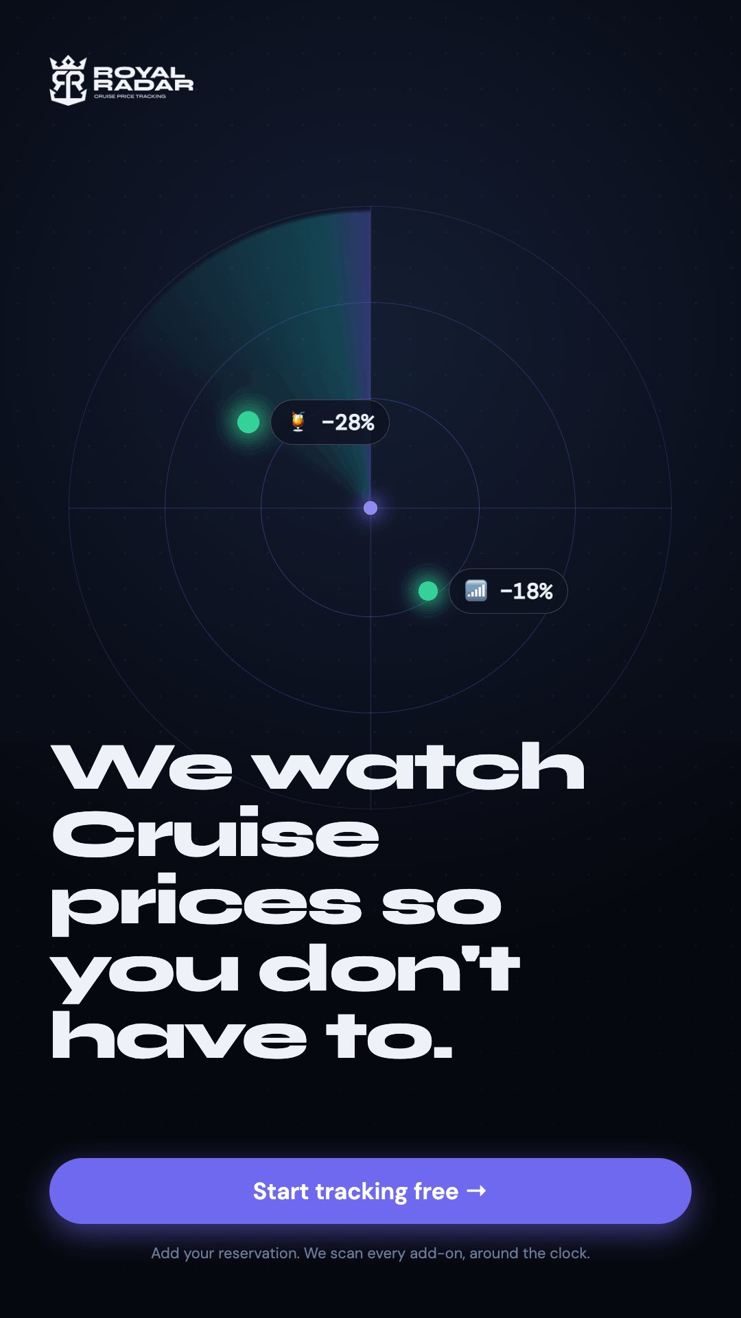 Royal Radar Facebook ad: Stop refreshing the Cruise Planner