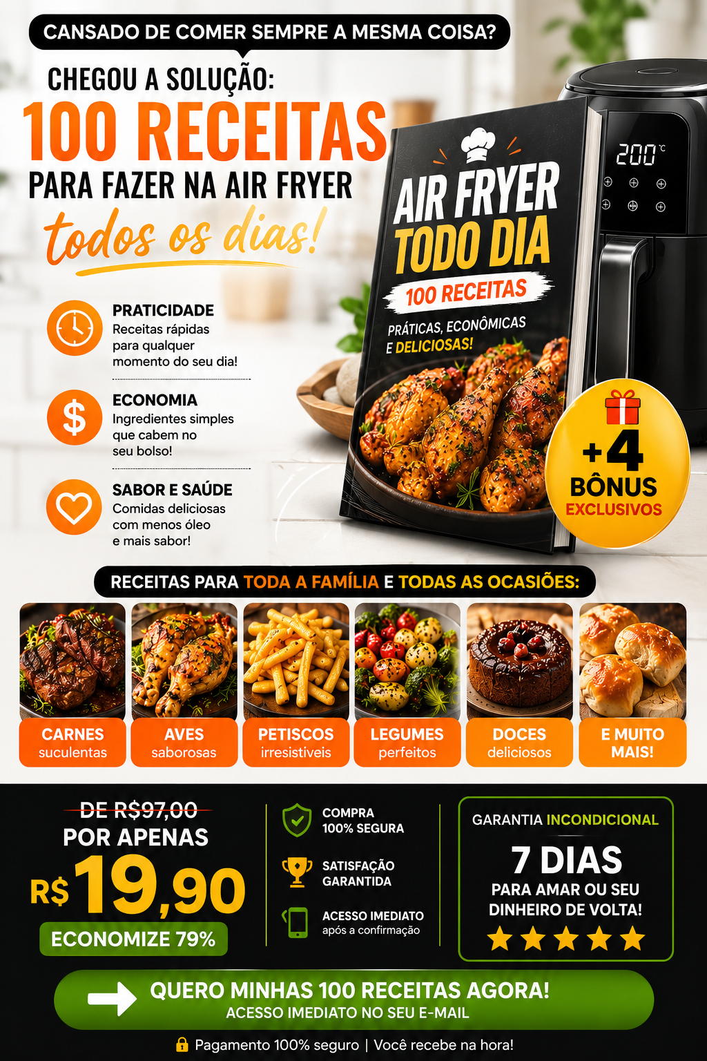 Ana Carolina Facebook ad: 100 Receitas para Air Fryer por apenas R$ 19,90