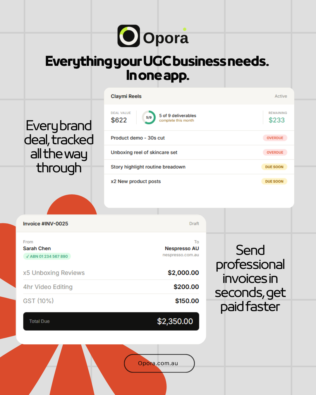 Opora Facebook ad: Opora | UGC Creator Invoicing & Client Management Software