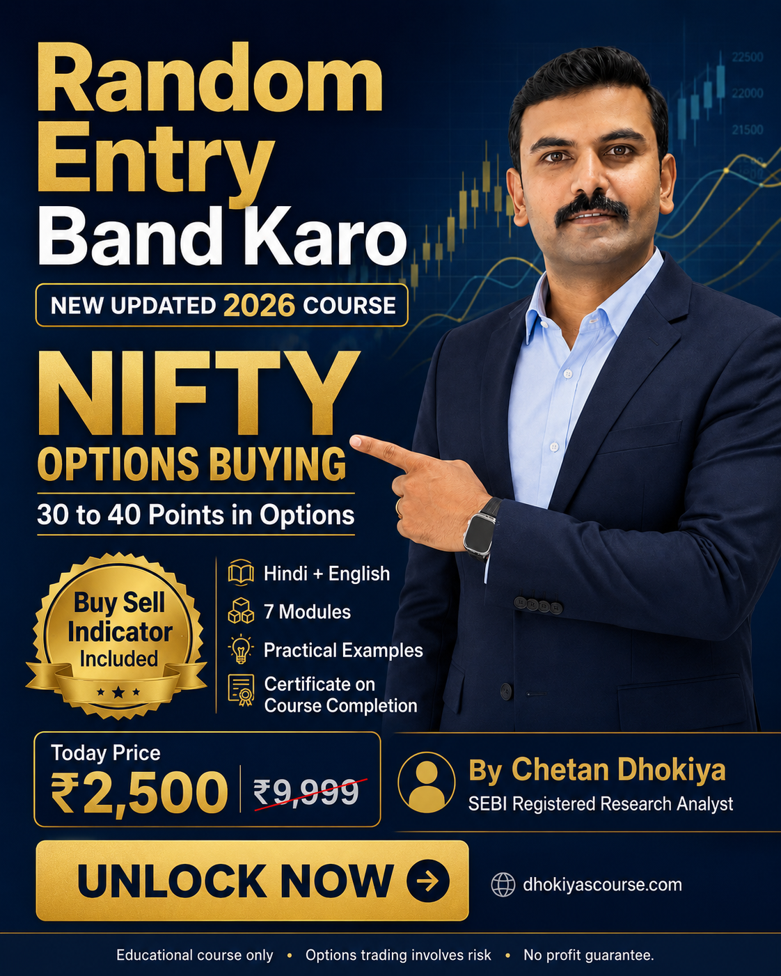 Dhokiya's Research Analyst Facebook ad: Random Entry Chhodo, Rules Seekho