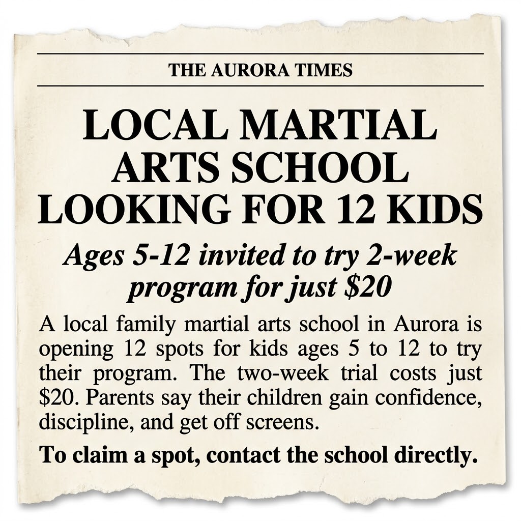 Colorado Martial Arts Academy Facebook ad: Karate Class For Kids & Families
