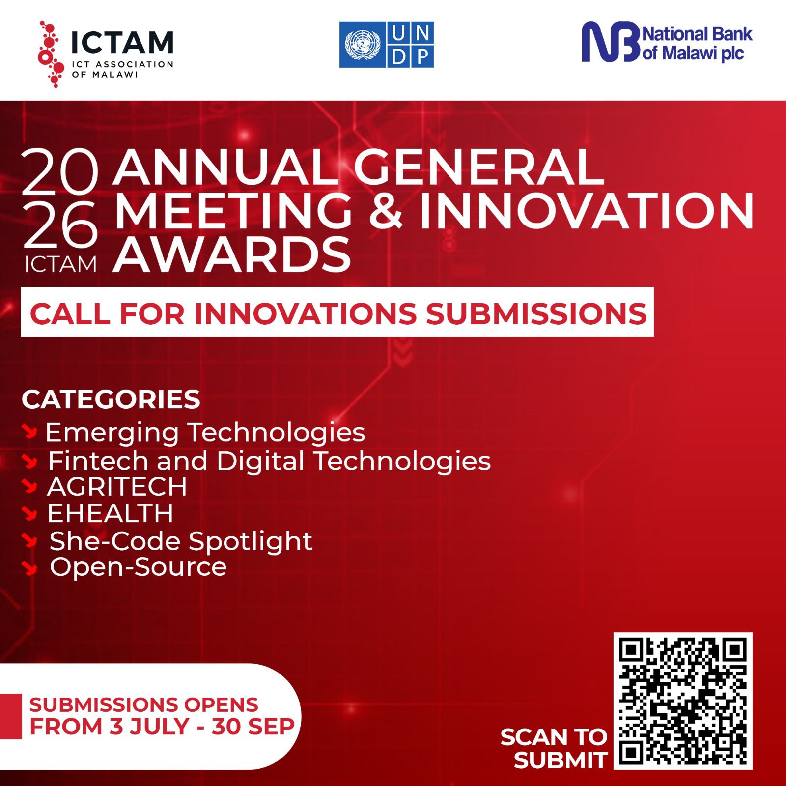 ICT Association of Malawi - ICTAM Facebook ad: Submissions are now OPEN!