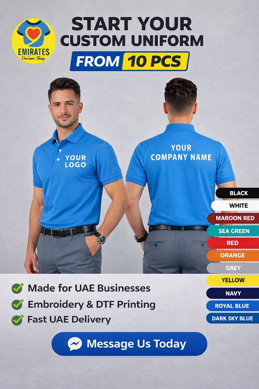 Emirates Custom Shop Facebook ad: Premium Quality Shirt with Quality Embroidery And DTF…